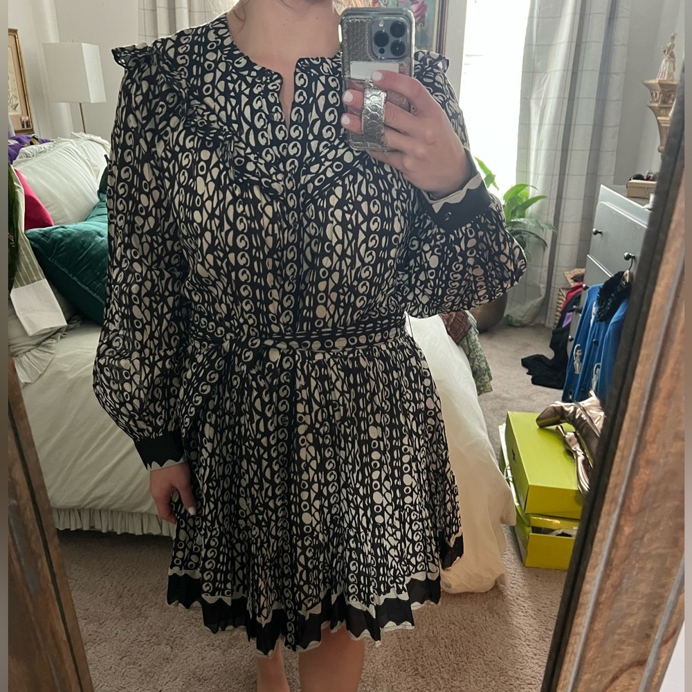 Cleobella Black and Cream Long Sleeve Dress